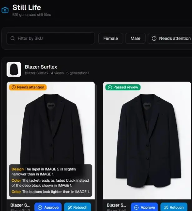 AI Studio: revisione e approvazione degli still life generati