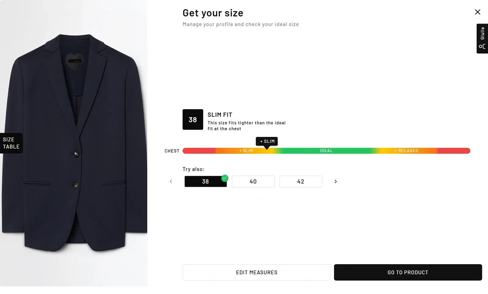 SizeFlow on the product page
