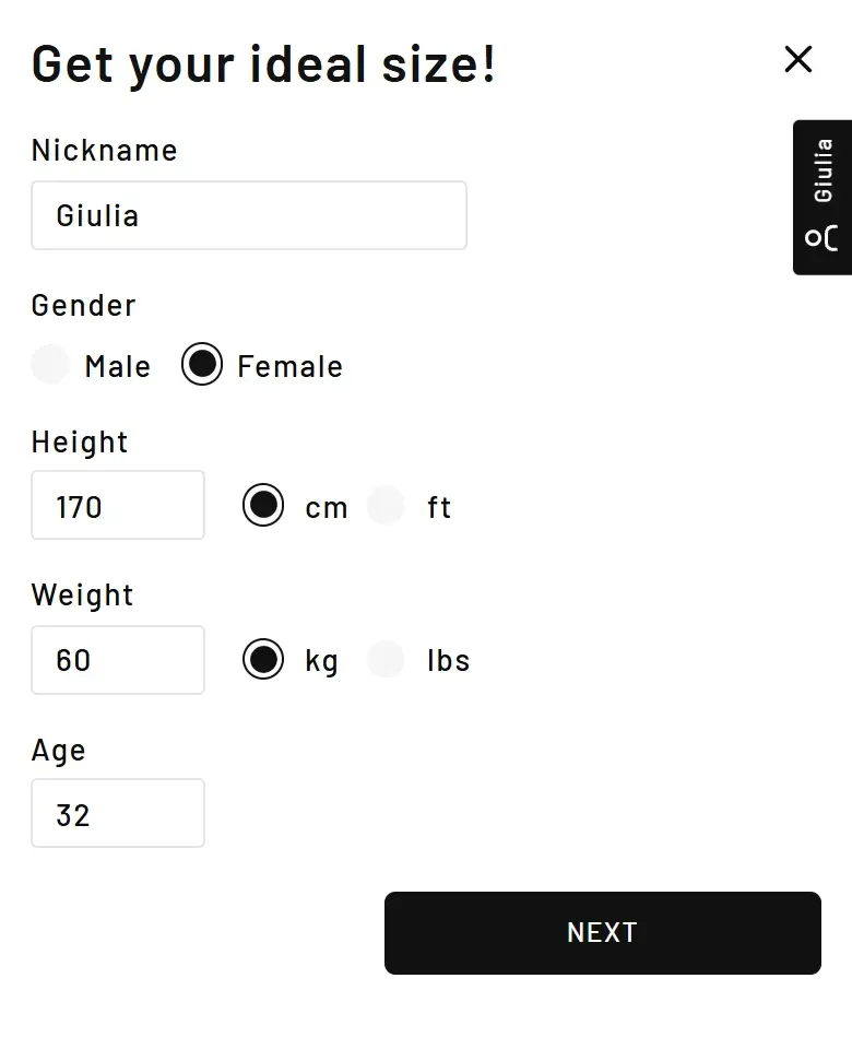 SizeFlow: height, weight, age and gender