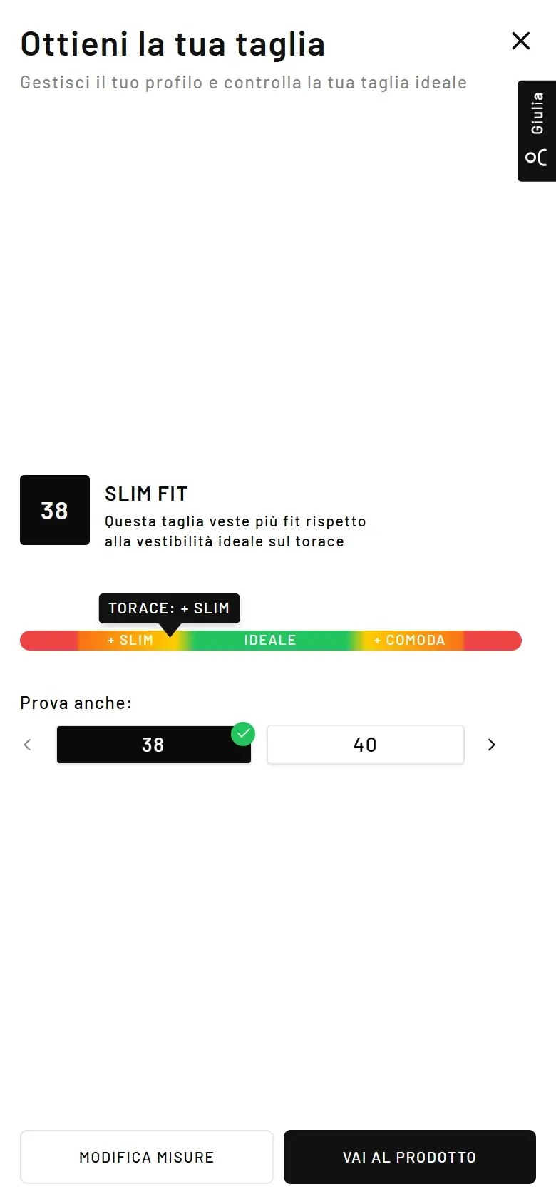 SizeFlow: taglia 38 slim fit