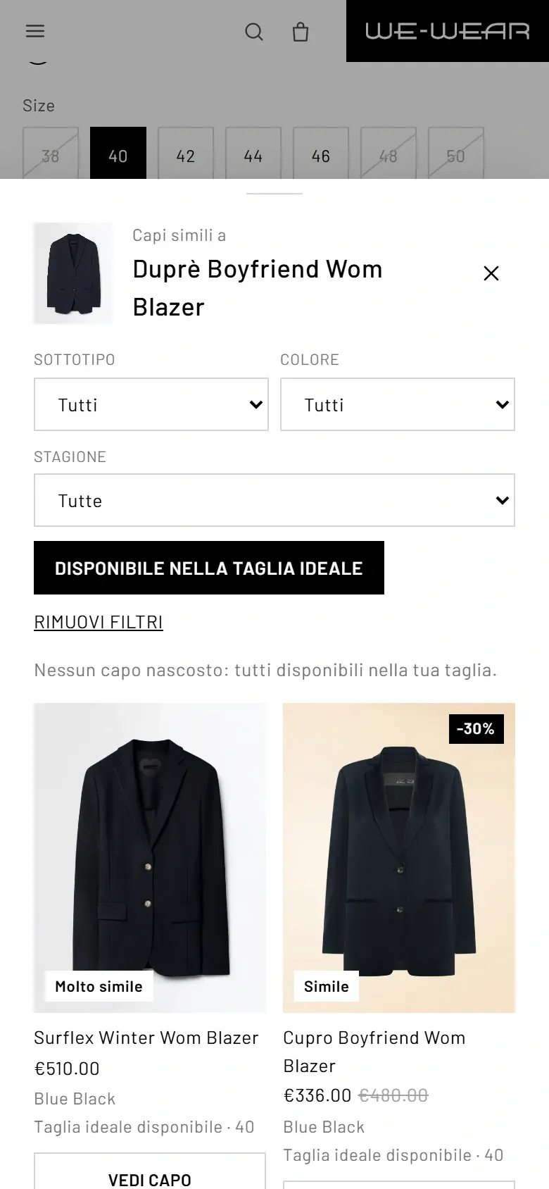 VisualFlow: capi simili nella taglia ideale